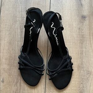 90s Black Strappy Kitten Heels